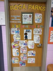 classroom door decorated for Black History Month