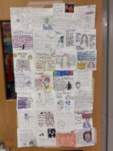 classroom door decorated for Black History Month