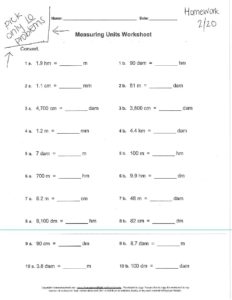 homework 2-20 converting meters in metric systems