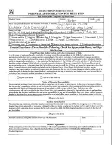 Outdoor Lab Permission Slip Packet 2017-18