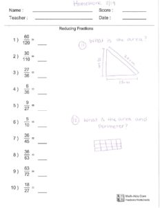 homework 3-19 simplifying fractions