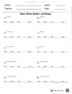 Homework 5-17 mean, median, mode, and range homework
