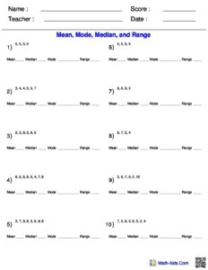 homework 5-17 mean, median, mode, and range