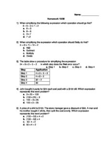 10-30 Order of Operations steps and word problems