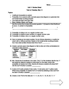 5-10 Unit 11 Review Sheet