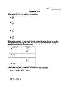 11-12 Fraction and Decimal Equivalencies