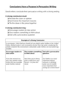 Conclusions Have a Purpose in Persuasive Writing
