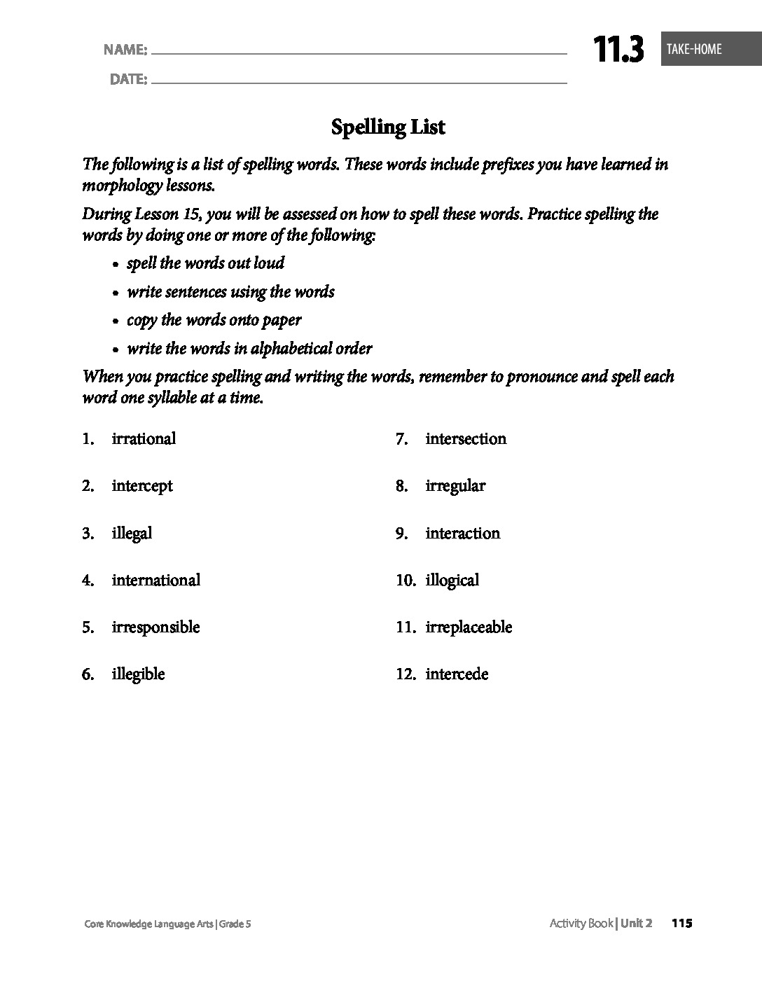 thumbnail of Unit 2 spelling words #2
