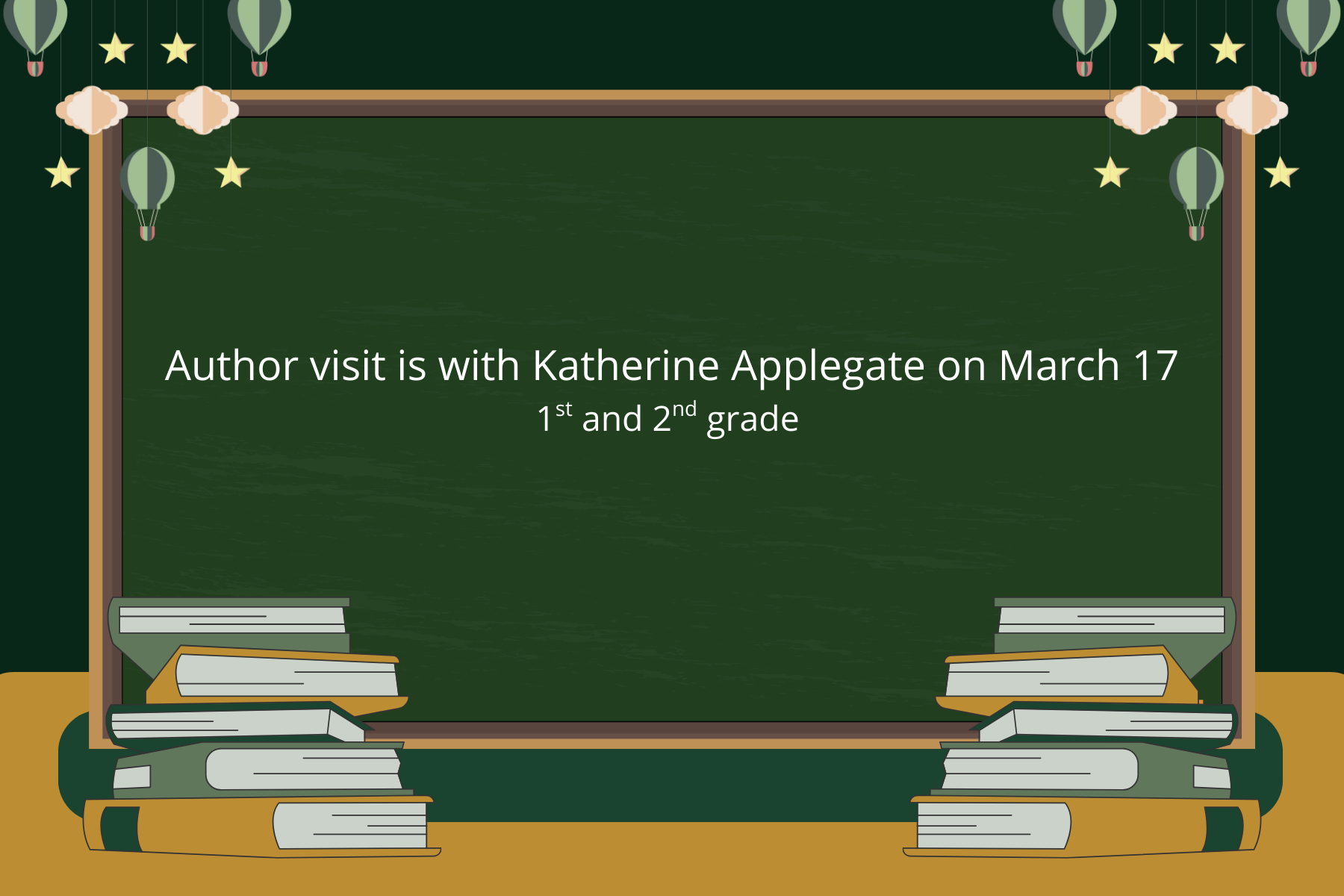 Katherine Applegate visiting Glebe March 17 1st and 2nd grades